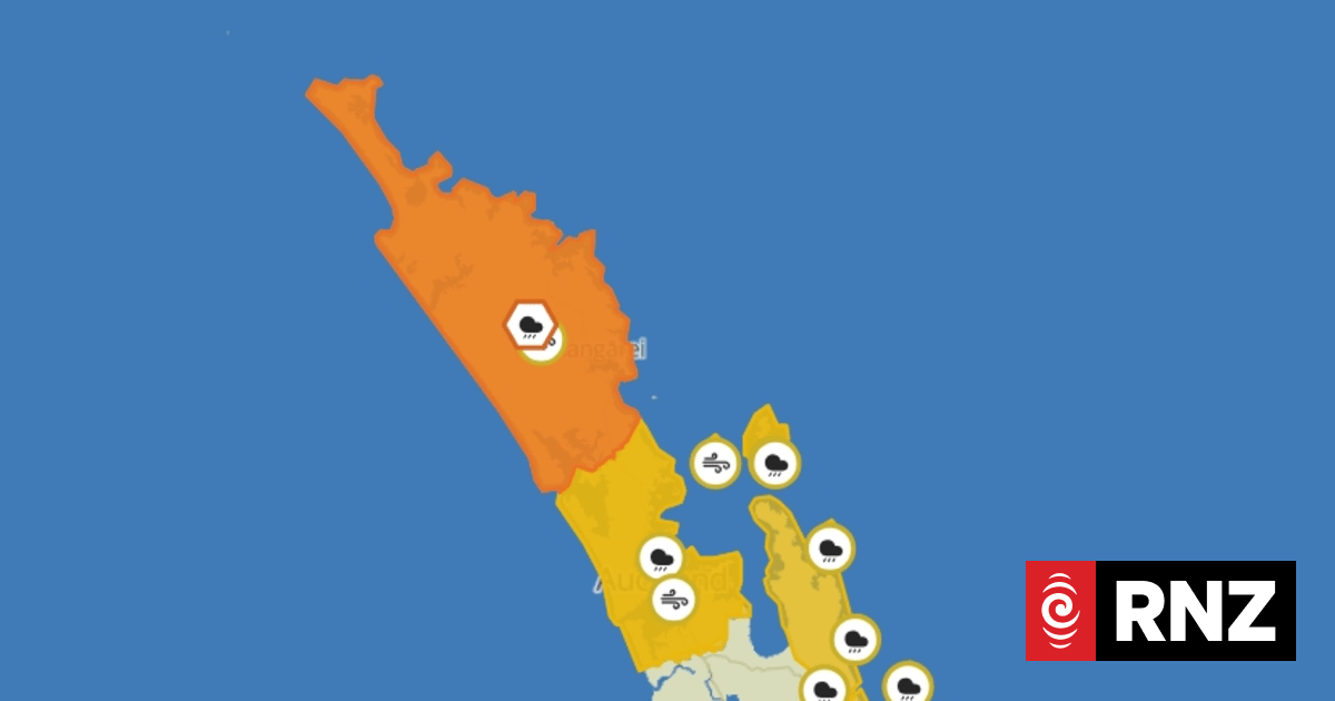 Orange heavy rain warnings issued  for parts of North Island