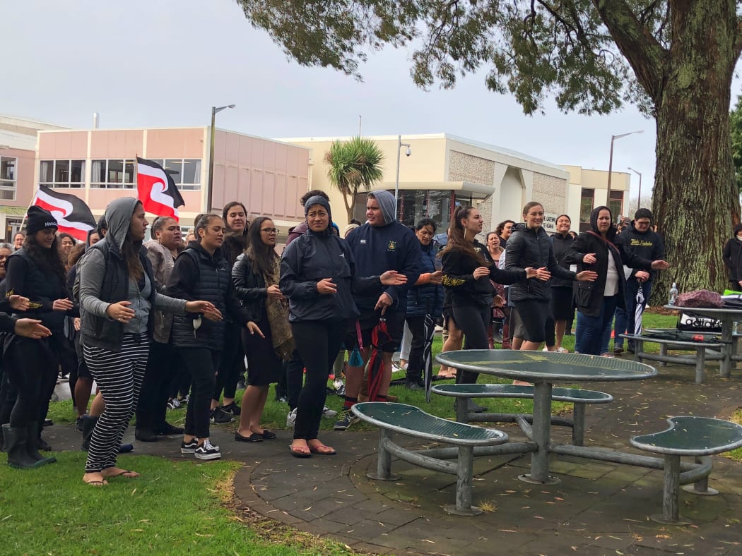 More than 80 people gathered in a peaceful protest against a proposal to scrap the Faculty of Māori and Indigenous Studies.