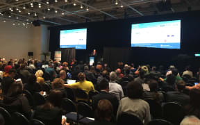 Tuilaepa Sa'ilele Malielegaoi speaking at the conference.