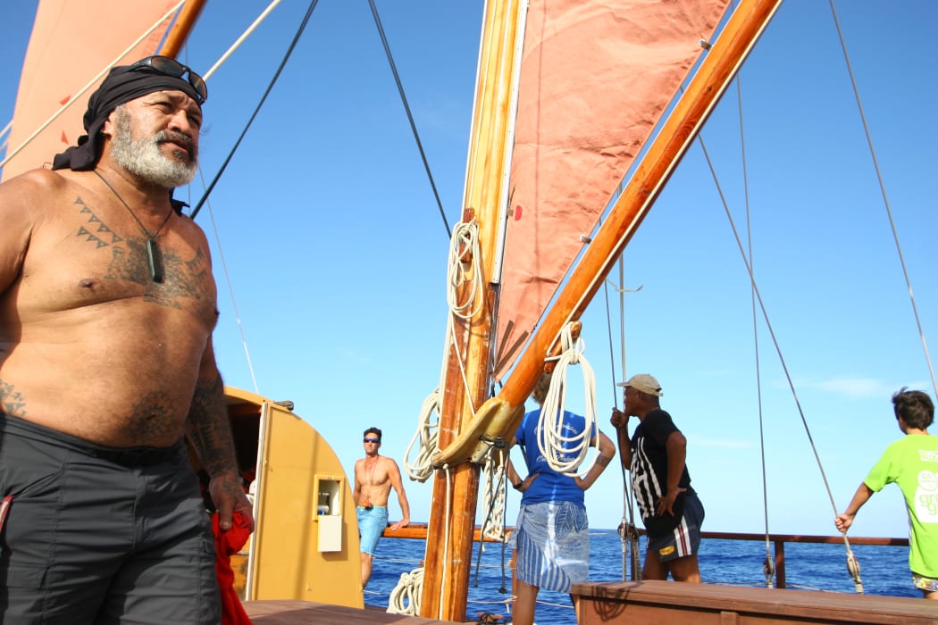 Tetini Pekepo watches over the crew on the Marumaru Atua. Nov 2015