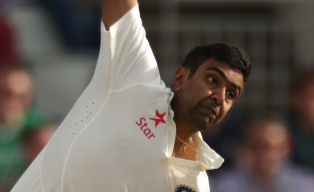Ravichandran Ashwin bowls for India.