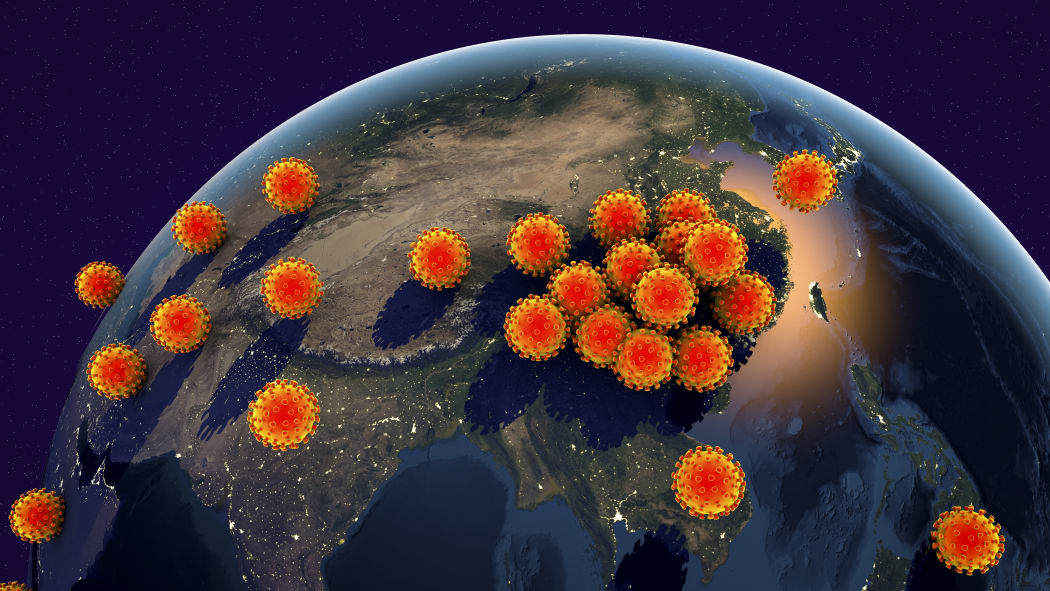 Global spread of a Novel Chinese Wuhan coronavirus 2019-nCoV, 3D illustration. Conceptual image. Elements of this image furnished by NASA