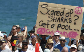 Protesters at Cottesloe Beach, Perth.