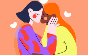 Couple, love, illustration.