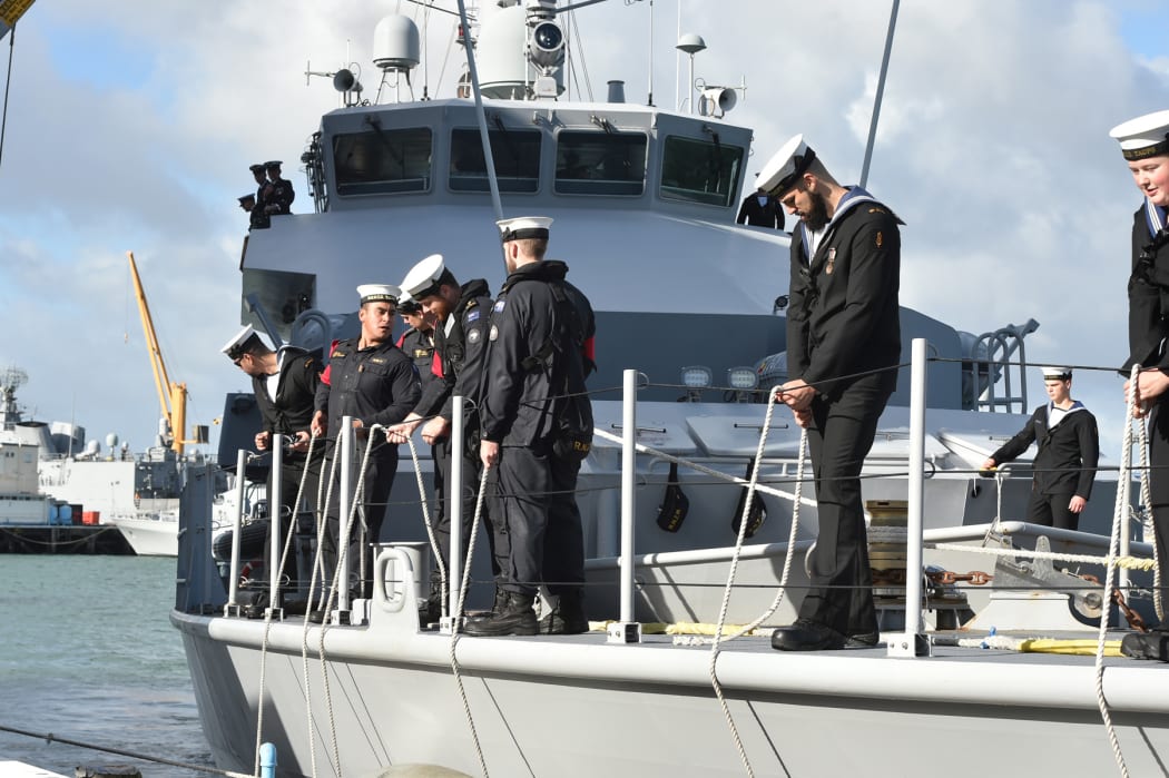 The HMNZS Taupo departing for Fiji on Operation Wasawasa.