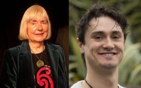 Marilynn Webb and Isaac James Te Reina Cleland, recipients of 2018 Te Waka Toi awards