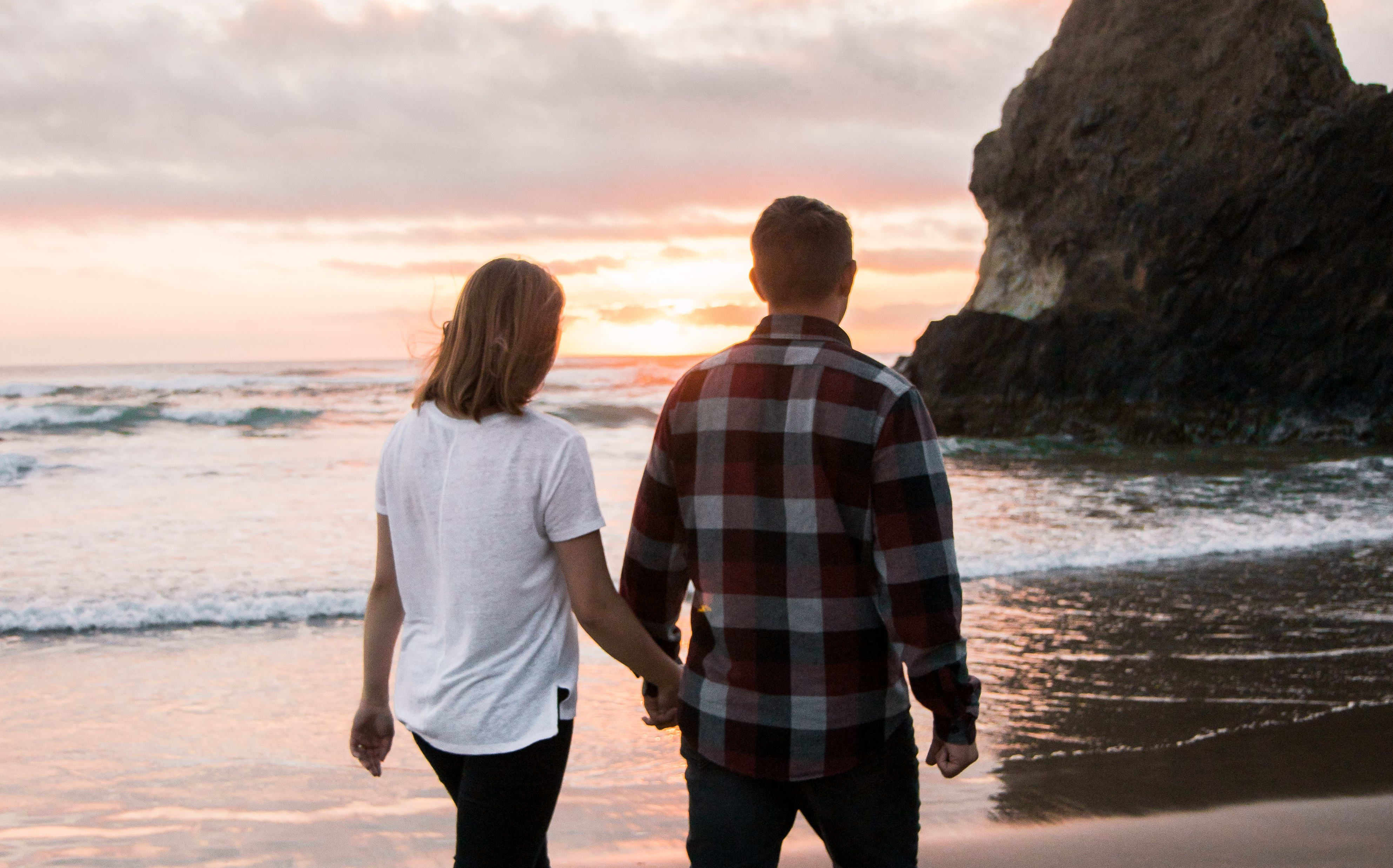 couple walking on the beach