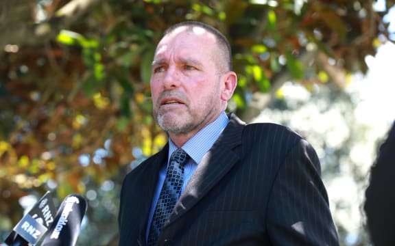 Detective Inspector Scott Beard speaks to media after a homicide on Celtic Crescent in Ellerslie, Auckland.