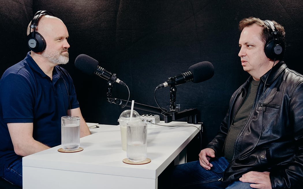 Rev. Frank Ritchie interviewing Aaron Smale about his work covering the Abuse in State Care inquiry.
