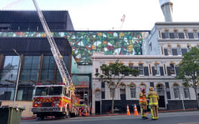 Firefighters at the scene this morning.