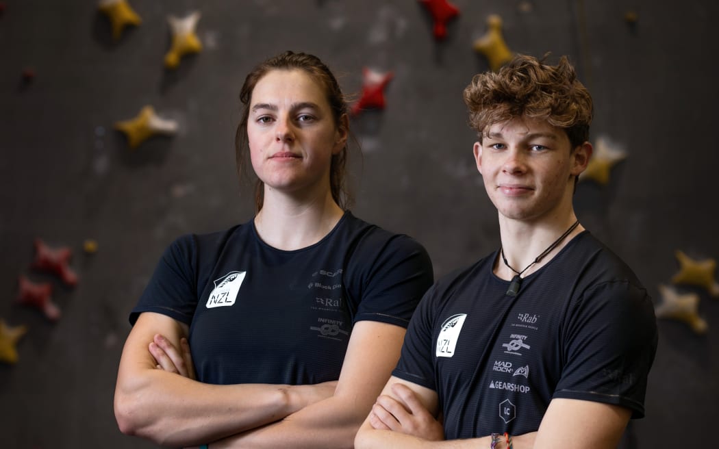 Sarah Tetzlaff and Julian David are New Zealand’s first Olympic speedclimbing representatives.