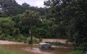 Flooded Piha camping ground