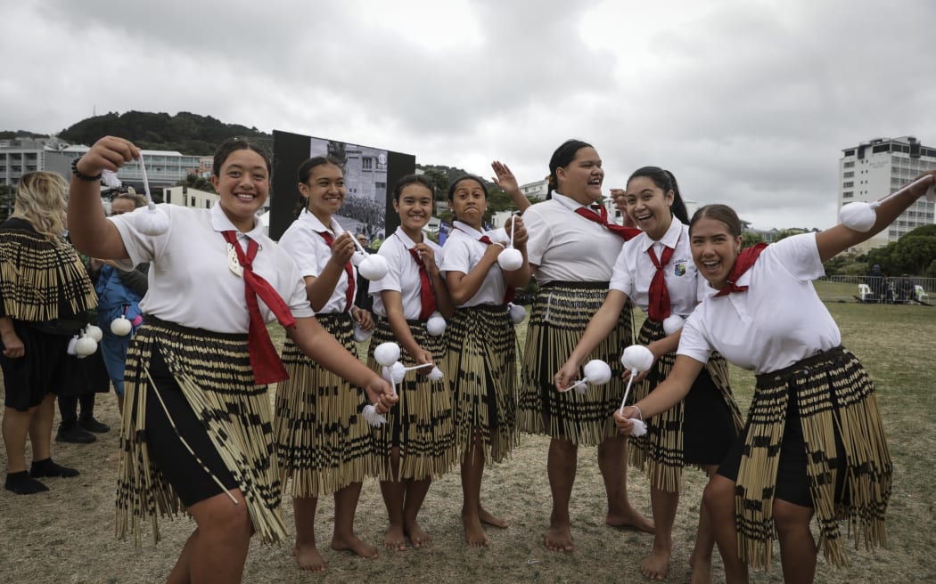 Powhiri for Te Matatini at Waitangi Park. Te Kura O Nga Ruahine Rangi from Taranaki.