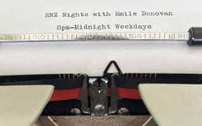 An old-school typewriter with text.