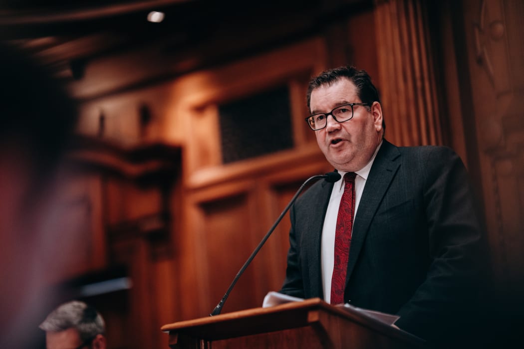 Finance Minister Grant Robertson announcing the economic package to fight Covid-19.