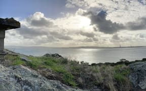 View from WWII gun emplacement above Urquharts Bay, looking towards Marsden Point and Whangarei Harbour.