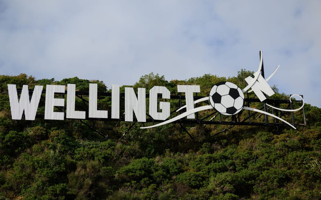 The Wellington 'blown away' sign has had a makeover to mark the FIFA Women's World Cup.