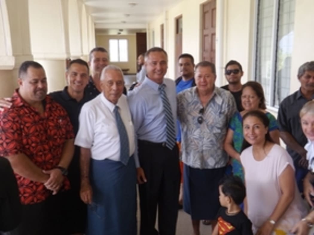 Samoa Police Commissioner, Fuiavailili Egon Keil, with family and supporters.