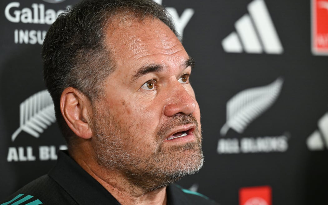 All Blacks coach Dave Rennie reacts at the New Zealand Rugby press conference to announce Dave Rennie as the All Blacks Head Coach at New Zealand Rugby Auckland office on Wednesday 4 March 2026. Photo credit: Andrew Cornaga / Photosport
