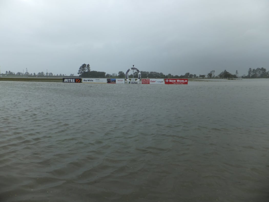 Patterson Park, the horse racing course in Westport, is flooded.
