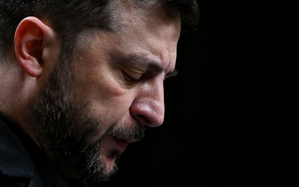 Ukraine's President Volodymyr Zelensky attends a joint press conference with Turkey's President following their meeting at the Presidential Complex in Ankara on 19 November, 2025.