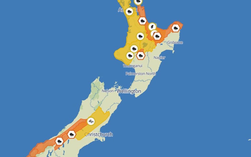 Weather warnings issued by MetService as of 18 November.