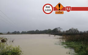 Waihenga River bridge closed after rising river levels from heavy rain.