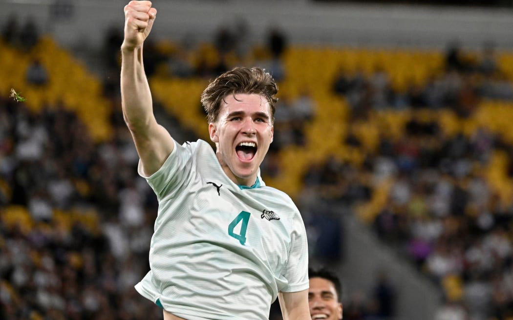 Tyler Bindon of New Zealand celebrates after scoring a goal during the FIFA World Cup Qualifier OFC - New Zealand All Whites v Fiji at Sky Stadium,
Wellington, New Zealand on Friday 21 March 2025
Copyright photo: Masanori Udagawa /  www.photosport.nz