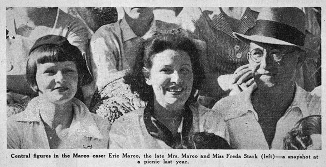 Freda Stark, Thelma Mareo and Eric Mareo at a picnic