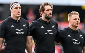 Brodie Retallick (L), Sam Whitelock and Sam Cane.