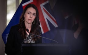 Jacinda Ardern speaking at the Traffic Light System announcement