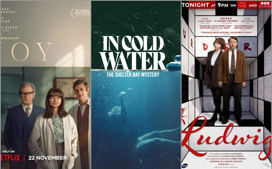 Movie and television posters.