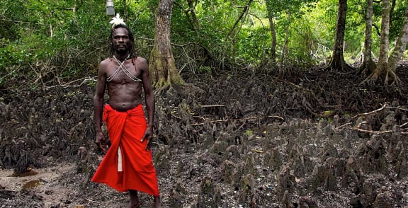 Small Island Big Song member Koyawa (Bougainville New Guinea)