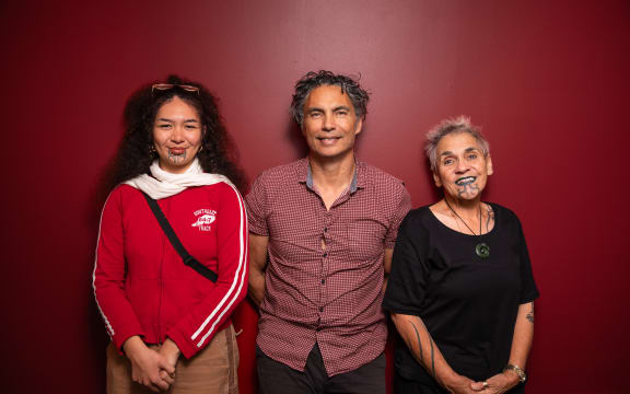 Pictured left to right: Kura Turuwhenua, Brett Graham and Ngāhuia Te Awekotuku.