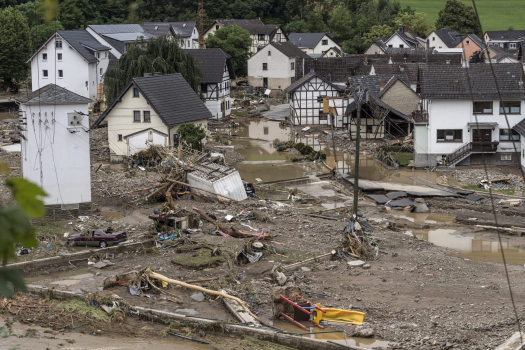 Flooding Schuld near Bad Neuenahr, western Germany, on 15 July 2021.