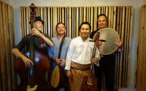 Australian folk fusion quartet Equus (l to r: Bertie McMahon, John Robinson, Bukhchuluun Ganburged, Peter Kennard)