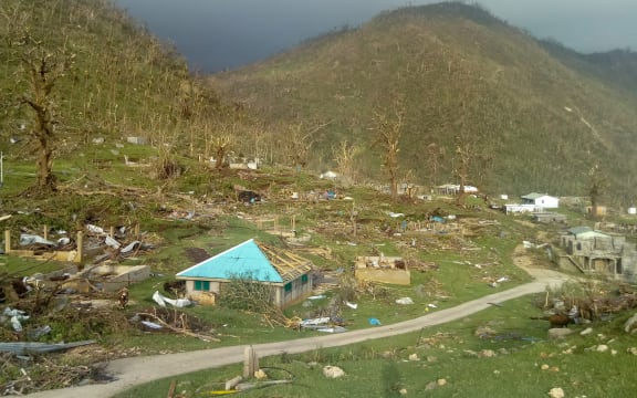 Once some of the lushest jungle in Vanuatu, Pentecost's central area is now a wasteland. Cyclone Harold, Vanuatu 2020.
