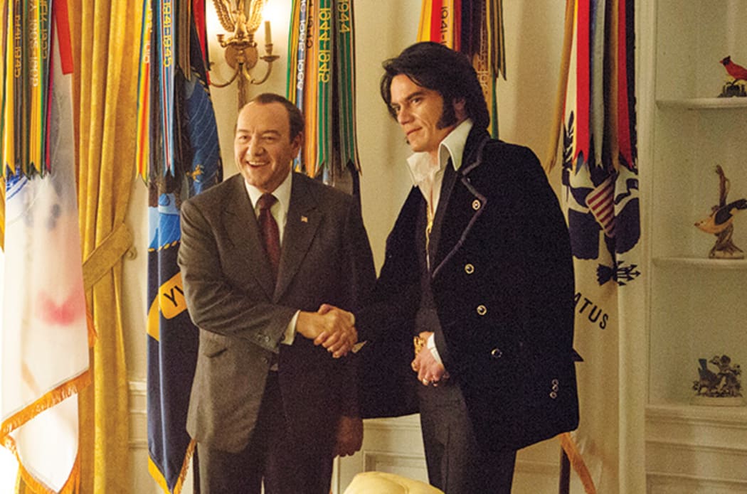 Kevin Spacey as Richard Nixon and Michael Shannon as Elvis Presley in the 2010 film Elvis & Nixon.