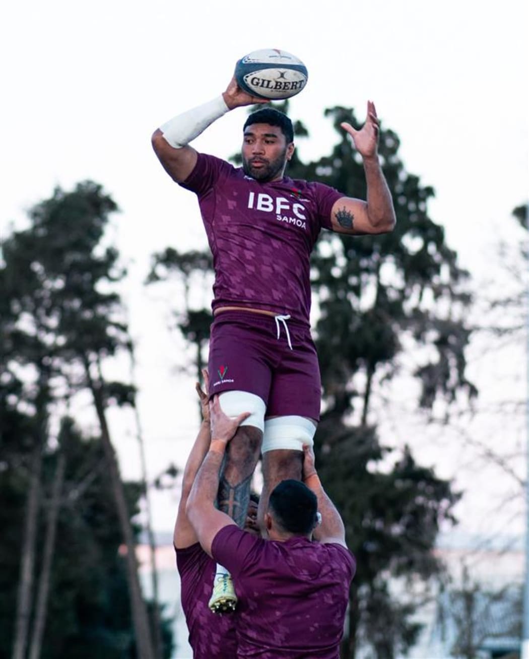 Manu Samoa team training in Apia for their Pacific Nations Cup opener against Tonga in Nuku'alofa on 23 August 2025. Photo: Lakapi Samoa