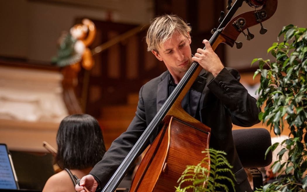 Double bass player John Mietus