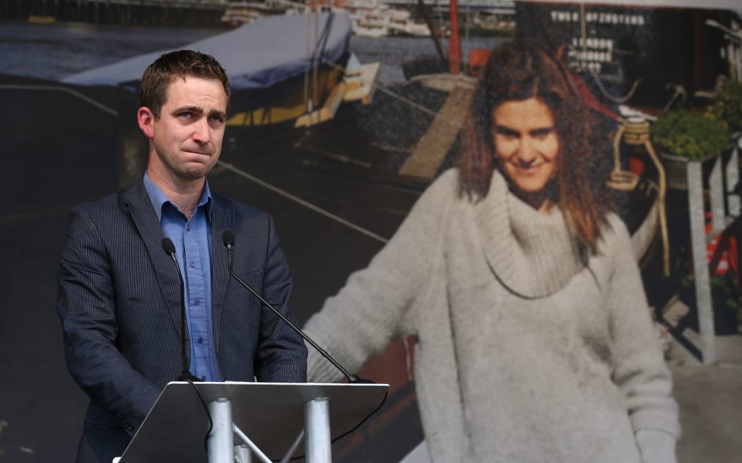 Widower of murdered Labour MP Jo Cox, Brendan Cox, speaks at an event to celebrate Jo Cox's life in Trafalgar Square, central London, on June 22, 2016.