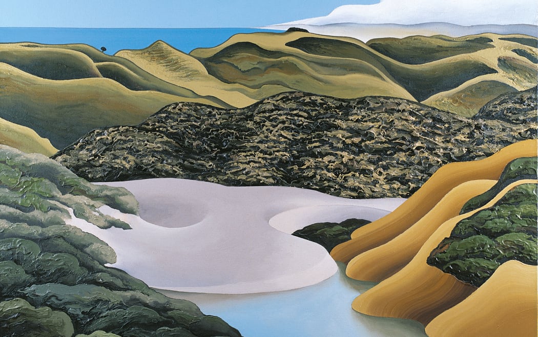 Don Binney, Wainamu, Te Henga ’74 III, 1974 oil and acrylic on canvas, 1065 × 1065 mm