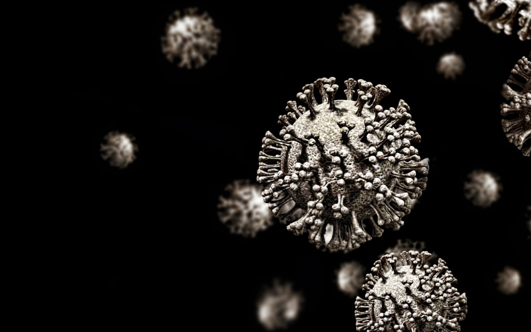 Covid-19 coronavirus particles, illustration. The new coronavirus SARS-CoV-2 (previously 2019-CoV) emerged in Wuhan, China, in December 2019.