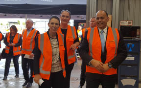 Prime Minister Jacinda Ardern with Social Development Minister Carmel Sepuloni and Employment Minister Willie Jackson.