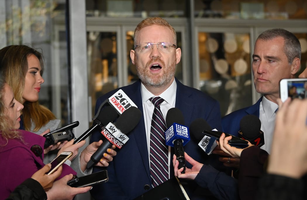 ABCs editorial director Craig McMurtrie speaks to media after Australian police raided the headquarters of public broadcaster in Sydney on June 5.
