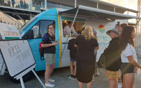 Taco Medic gives out free tacos in the wake of Team New Zealand's America's Cup win.