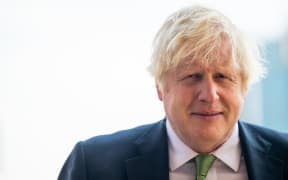 Former UK Prime Minister Boris Johnson looks on during a tour after a meeting with Gov. Greg Abbott at the Texas State Capitol on May 23, 2023 in Austin, Texas. Gov. Abbott met with Johnson to discuss economic development.