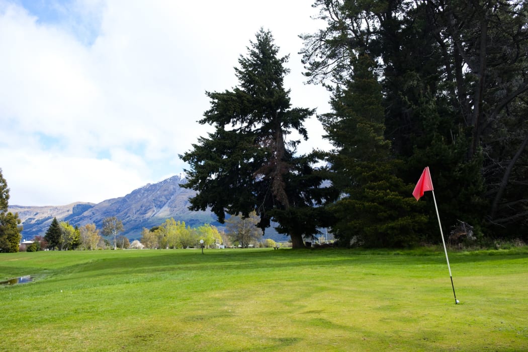 Golf green in Glenorchy, South Island, New Zealand