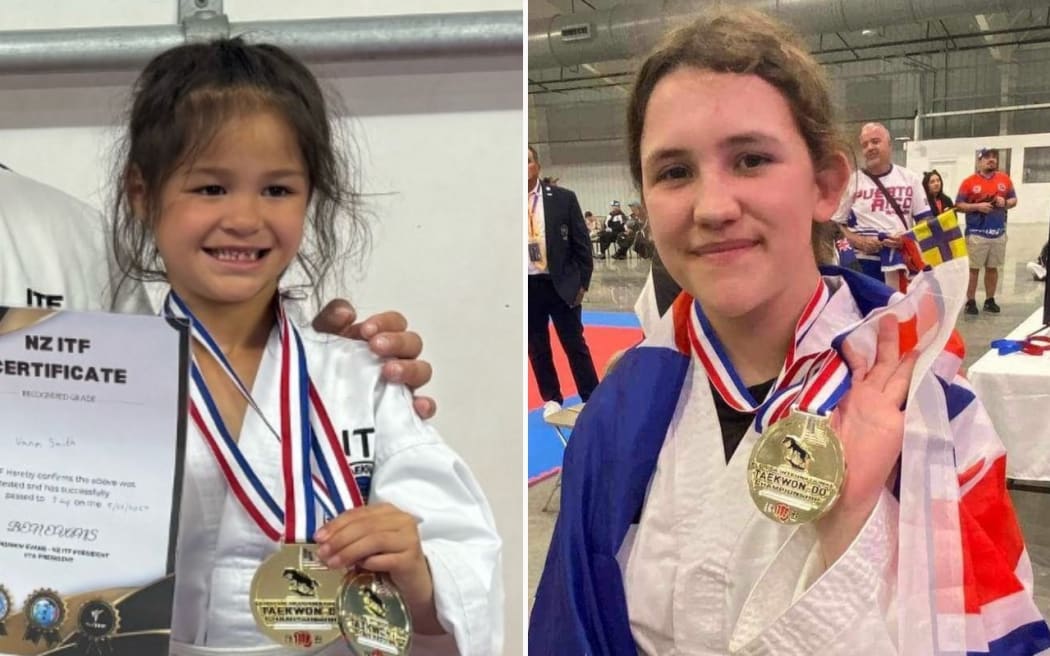 Sisters Vana Smith, 6, and Pippa Yule, 14 travelled to Ocala for the Florida International Taekwon-do championship.