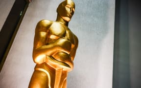 The Academy Award statuette giant replica is seen in Kino Kijow cinema two weeks before the 96th Oscars ceremony will take place in the Dolby Theatre in Hollywood, Los Angeles, California in the United states of America. Krakow, Poland on February 26, 2024.  (Photo by Beata Zawrzel/NurPhoto) (Photo by Beata Zawrzel / NurPhoto / NurPhoto via AFP)